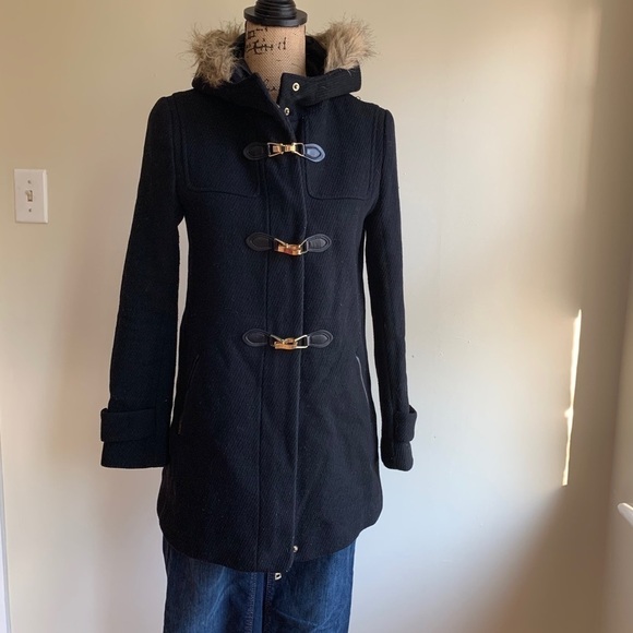 Cole Haan Signature black hooded duffel coat 2 - Picture 2 of 12